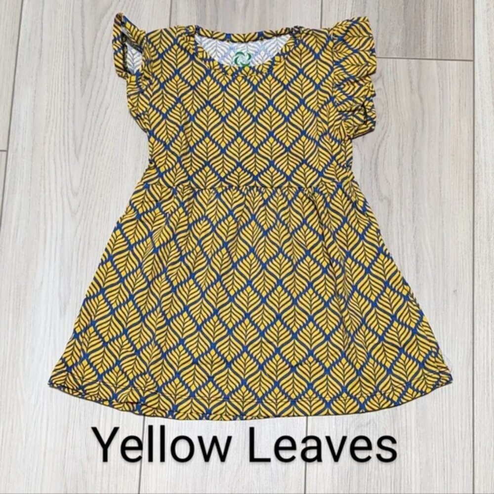 Toddler Girls Cotton Dress – Yellow Leaves Print, NWOT, Casual Everyday Style